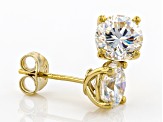Strontium Titanate 18k yellow gold over sterling silver stud earrings 3.50ctw.