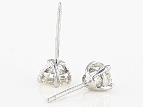 Strontium Titanate rhodium over sterling silver stud earrings 1.40ctw.