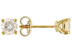 Strontium Titanate 18k yellow gold over sterling silver stud earrings 1.40ctw.