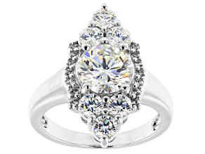 Fabulite Strontium Titanate and white zircon rhodium over sterling silver ring 4.05ctw.