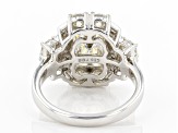 Strontium Titanate with white zircon rhodium over sterling silver ring 5.33ctw.