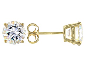 Strontium Titanate 18k yellow gold over silver stud earrings 5.20ctw.