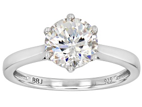 Strontium Titanate Rhodium over Sterling Silver Ring 2.60ct