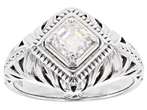 Fabulite Strontium Titanate rhodium over sterling silver ring .70ct