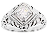 Fabulite Strontium Titanate rhodium over sterling silver ring .70ct