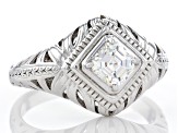Fabulite Strontium Titanate rhodium over sterling silver ring .70ct
