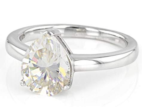 Fabulite Strontium Titanate rhodium over sterling silver ring 3.00ct.