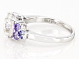strontium titanate and tanzanite rhodium over sterling silver ring 3.77ctw