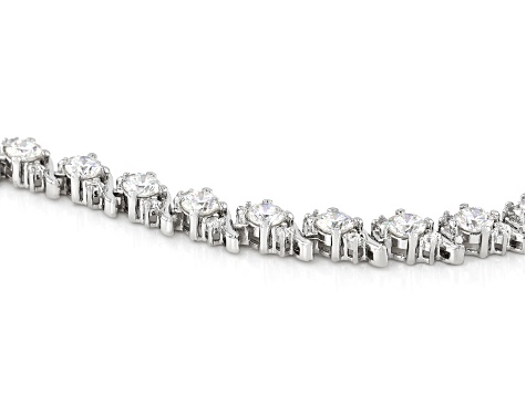 Strontium Titanate and white zircon rhodium over sterling silver bracelet 9.60ctw.