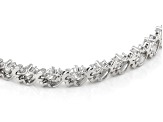 Strontium Titanate and white zircon rhodium over sterling silver bracelet 9.60ctw.