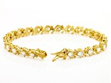 Strontium Titanate and white zircon 18k yellow gold over sterling silver bracelet 9.60ctw.