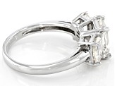 Strontium Titanate rhodium over sterling silver three stone ring 3.50ctw.