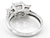 Strontium Titanate rhodium over sterling silver three stone ring 3.50ctw.