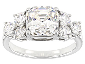Strontium Titanate rhodium over sterling silver ring 4.69ctw.
