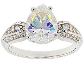 Strontium Titanate And White Zircon Rhodium Over Sterling Silver Ring 3.35ctw