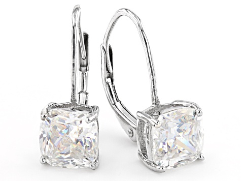 Strontium Titanate rhodium over sterling silver earrings 4.40ctw ...