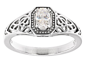 Fabulite strontium titanate rhodium over sterling silver solitaire ring .50ct