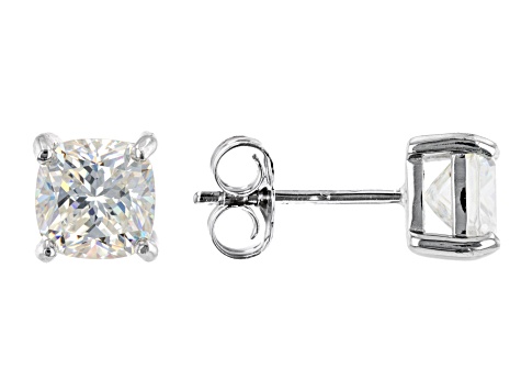 Fabulite Strontium Titanate rhodium over sterling silver stud earrings 2.70ctw
