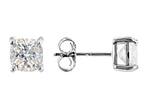 Fabulite Strontium Titanate rhodium over sterling silver stud earrings 2.70ctw