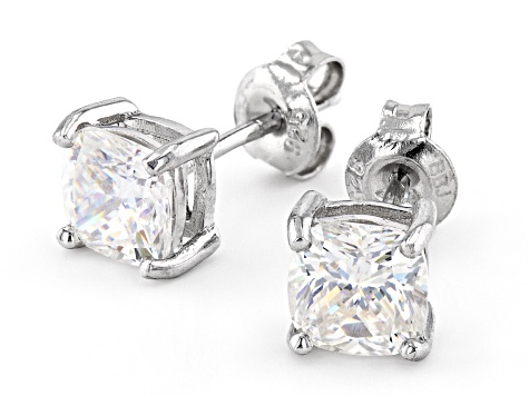 Fabulite Strontium Titanate rhodium over sterling silver stud earrings 2.70ctw
