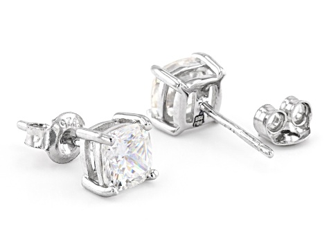 Fabulite Strontium Titanate rhodium over sterling silver stud earrings 2.70ctw