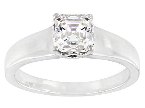 strontium titanate rhodium over sterling silver solitaire ring 1.40ct