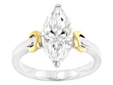 strontium titanate rhodium and 14k yellow gold flash plating over silver ring 3.48ct