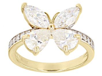 Picture of Strontium Titanate And White Zircon 18k Yellow Gold Over Sterling Silver Ring 3.13ctw