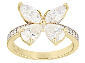 Strontium Titanate And White Zircon 18k Yellow Gold Over Sterling Silver Ring 3.13ctw