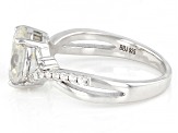 Candlelight strontium titanate and white zircon rhodium over sterling silver ring 2.39ctw