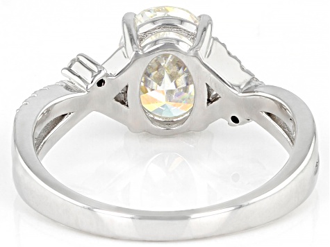 Candlelight strontium titanate and white zircon rhodium over sterling silver ring 2.39ctw