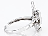 strontium titanate and white zircon rhodium over sterling silver ring 1.13ctw