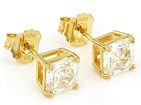 Strontium Titanate 18k Yellow Gold Over Sterling Silver Stud Earrings 4.80ctw