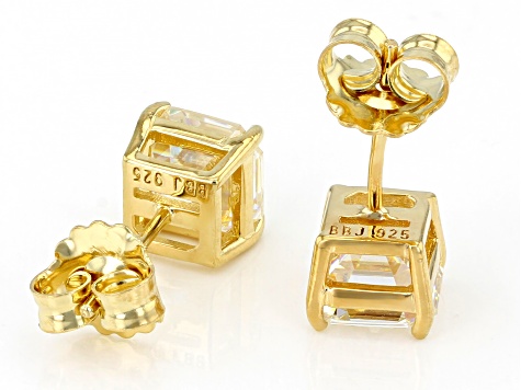 Strontium Titanate 18k Yellow Gold Over Sterling Silver Stud Earrings 4.80ctw