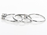 Strontium Titanate And White Zircon Rhodium Over Silver Set of Three Rings 1.50ctw