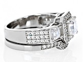 Strontium Titanate And White Zircon Rhodium Over Silver Ring Set 3.01ctw