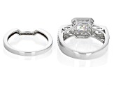 Strontium Titanate And White Zircon Rhodium Over Silver Ring Set 3.01ctw