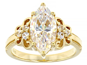 Picture of Strontium Titanate and white zircon 18k yellow gold over sterling silver ring 3.77ctw
