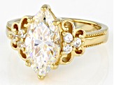 Strontium Titanate and white zircon 18k yellow gold over sterling silver ring 3.77ctw