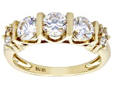 Strontium Titanate and white zircon 18k yellow gold over sterling silver ring 2.29ctw