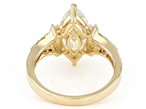 ゴールドメダル　17T Moissanite 14k yellow gold over silver scatter design ring