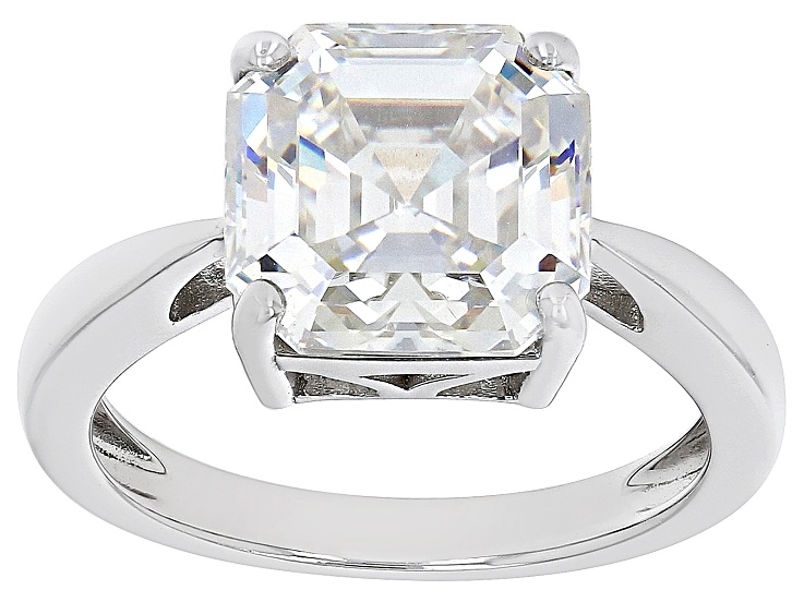 Strontium Titanate rhodium over sterling silver solitaire