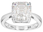 Strontium Titanate rhodium over sterling silver solitaire ring 6.25ct