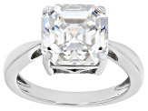 Strontium Titanate rhodium over sterling silver solitaire ring 6.25ct
