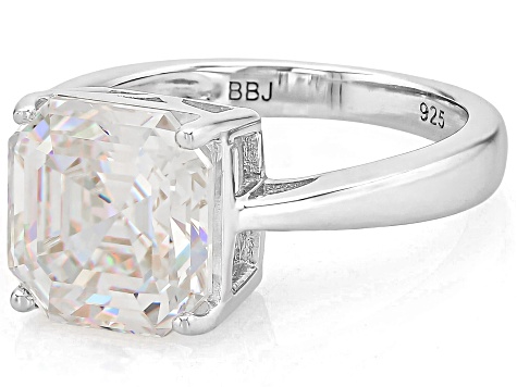 Strontium Titanate rhodium over sterling silver solitaire ring