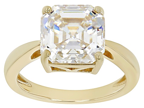 Strontium Titanate 18k yellow gold over sterling silver solitaire ring 6.25ct