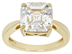 Strontium Titanate 18k yellow gold over sterling silver solitaire ring 6.25ct