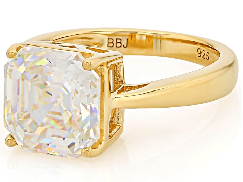 Strontium Titanate 18k yellow gold over sterling silver solitaire ring 6.25ct