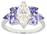 Strontium Titanate and tanzanite rhodium over sterling silver ring 3.35ctw