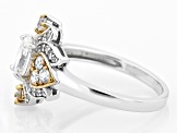 Strontium Titanate with White Zircon Rhodium and 18k Yellow Gold Accent Over Silver Ring 2.41ctw